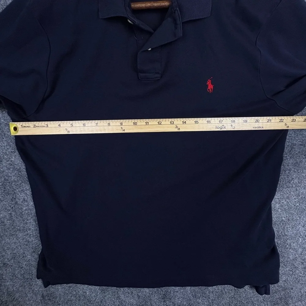 Polo Ralph Lauren Mens XL Custom Fit Short Sleeve Polo Shirt Navy Blue Red Pony